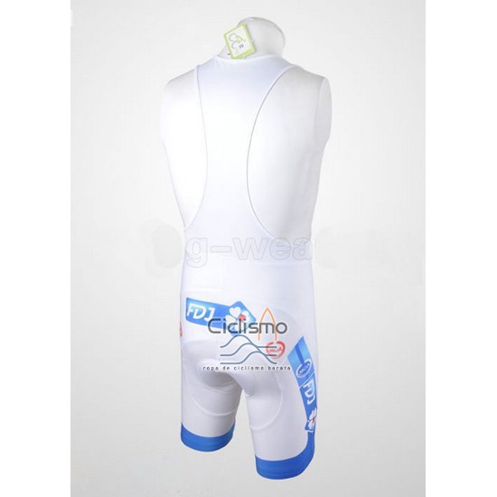 Fdj Ropa Ciclismo Culotte Corto 2010 Mangas Cortas Blanco y Azul Claro